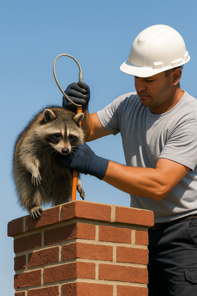 HVAC technician cleaning air duct in modern Roswell home